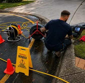 Burst drain pipe being repaired in Hurlstone Park